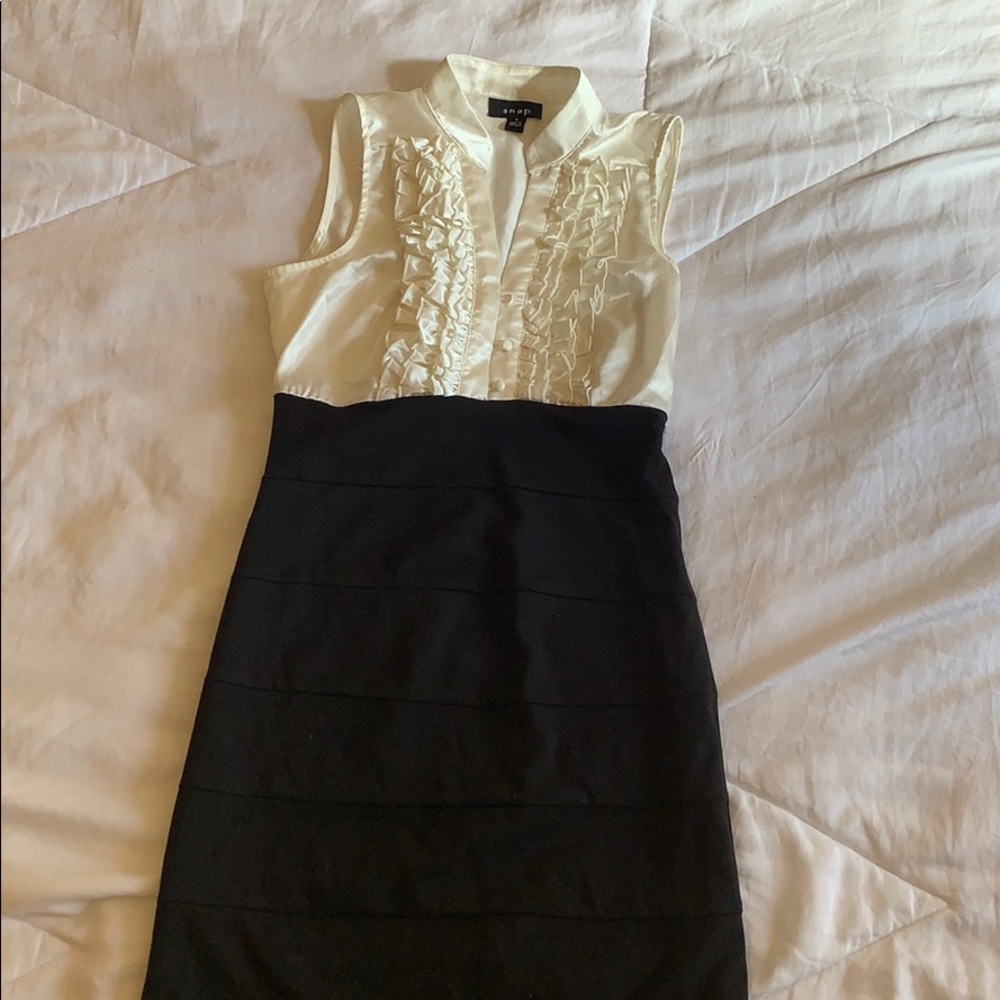 Cream and Black Dress